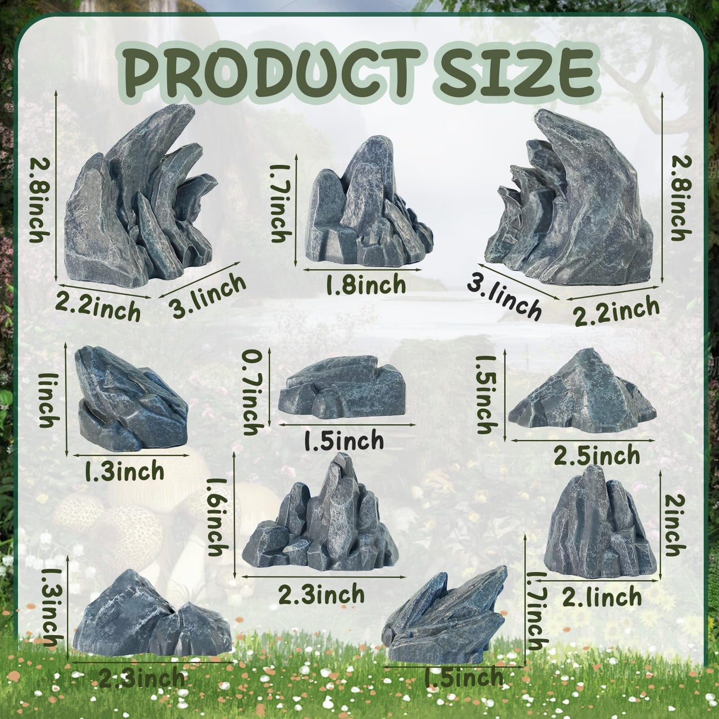 Warmtree 10 Pcs Simulation Rockery Diorama Rocks Stone for Diorama Supplies Miniature Terrain Fairy Garden Zen Garden Accessories Terrarium Decor Tank Aquarium Decoration (Grey)