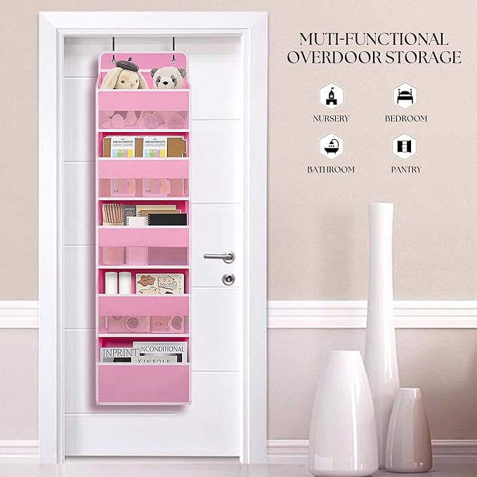 Over Door Organizer with 5 Large Pockets, Heavy Duty Hanging Organizer Storage