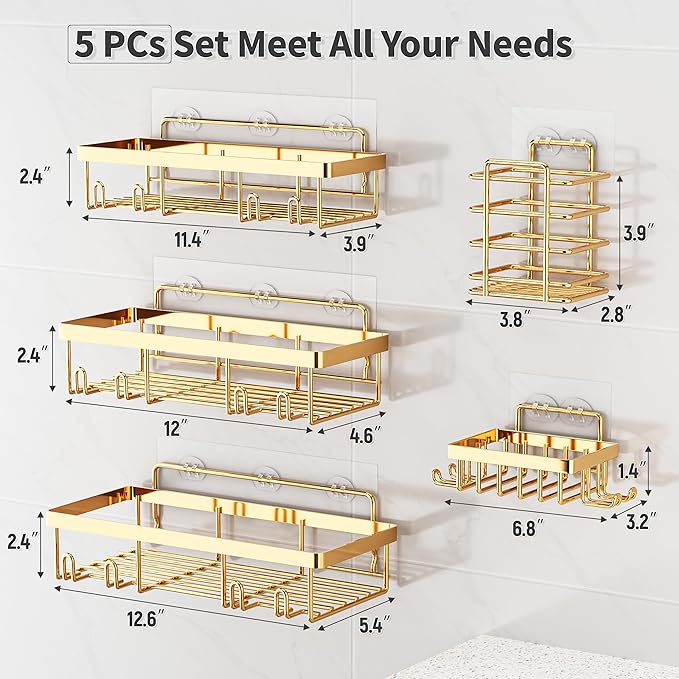5 Pack Shower Caddy Organizer Rack Shelf