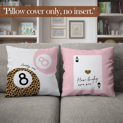 laveliabel Preppy Pink Cheetah Throw Pillow Covers 18x18 Set of 4, Girly Bedroom Decor, Cheetah Print Pillows, Trendy Leopard Lucky 8 Balls Pillowcases Cushion Case for Teen Girls Room Dorm Decor