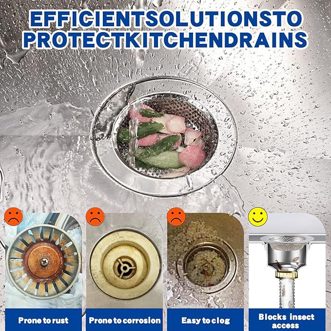 ROYEKDO 3PC Kitchen Sink Strainer Stainless Steel