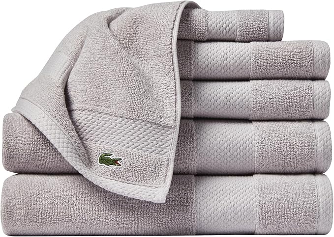 Lacoste Heritage Supima Cotton 6-Piece Towel Set, 2 Bath Towels, 2 Hand Towels