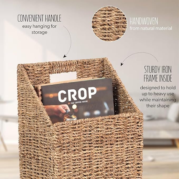 Wicker Hanging Storage Baskets, Seagrass Basket, Wall Decor Baskets, Seagrass