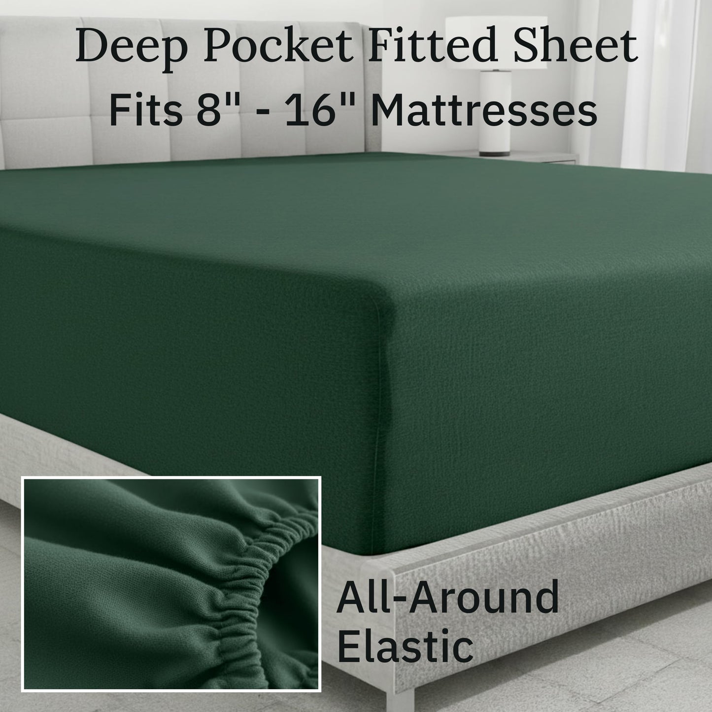 California Design Den Flannel Bed Sheets Twin Size Set - Made in Portugal 100% Cotton, Thick, Velvet Soft 3-Piece Twin Size Flannel Sheets Set, Triple-Brushed, Extra Deep Pockets - Dark Green