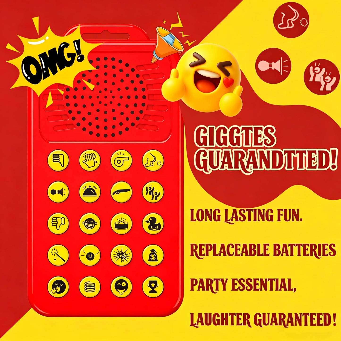 Sound Effects Machine - Gifts for Boys - 20 Hilarious Sounds - Boys Prank Gifts for Kids - 3 4 5 6 7 8 9 10 Year Old Boy Gift - Fun Boys Toys Age 3-13 - Cool Gadgets for Teens Gift (red-B)
