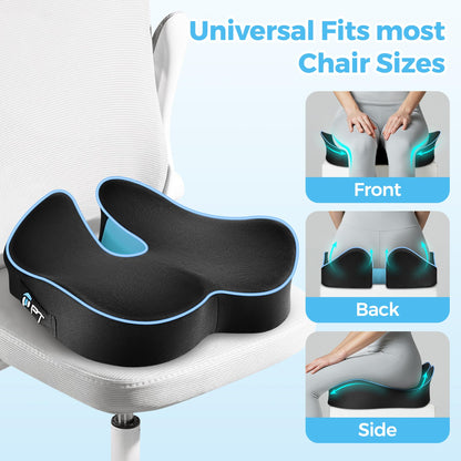 POOTACK Seat Cushions, Comfort Memory Foam Office Chair Cushion, Ergonomic Support Desk Chair Cushions Seat Pad for Office Chair/Car Seat/Wheelchair/Gaming Chairs, Large & Non-Slip