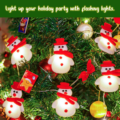 ZAUGONTW Christmas Snowman String Lights - 10 LEDs 5.4ft Waterproof Light Up String Lights, Short Plush Lights for Christmas Decorations (Battery Operated)