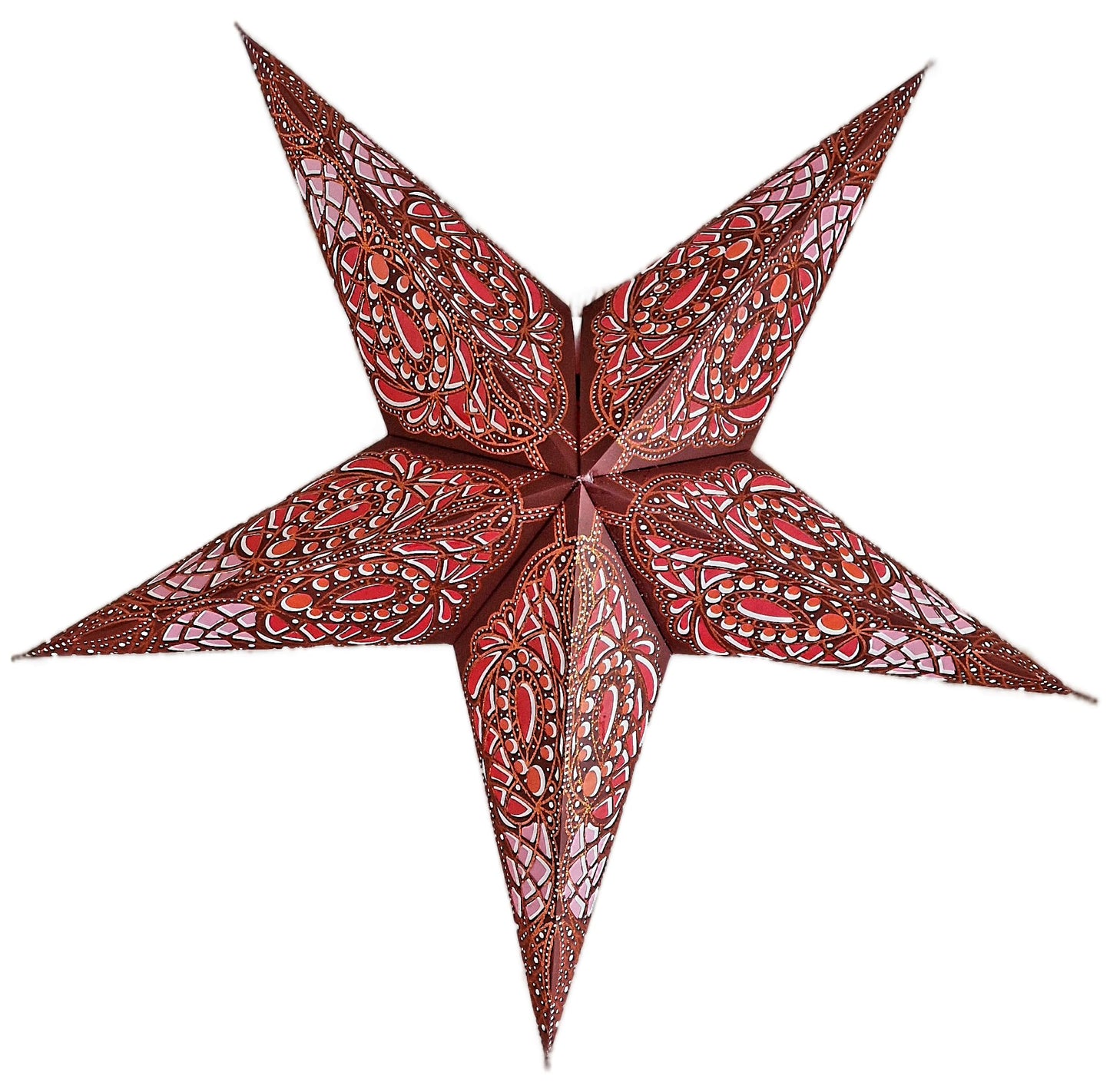 YEPSIO Lantern Lampshade Paper Star Light Shades Large 60cm Star Hanging Decorations for Christmas Wedding Home Decoration Birthday Party (Glitter Brown, Pink, Red)