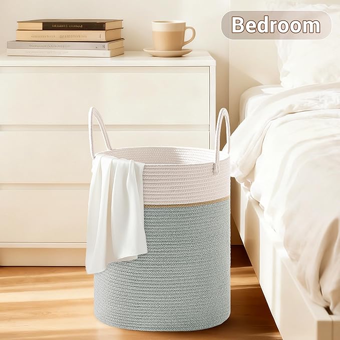 Tall Laundry Basket with Handles, 72L Portable Dirty Clothes Hamper, Boho