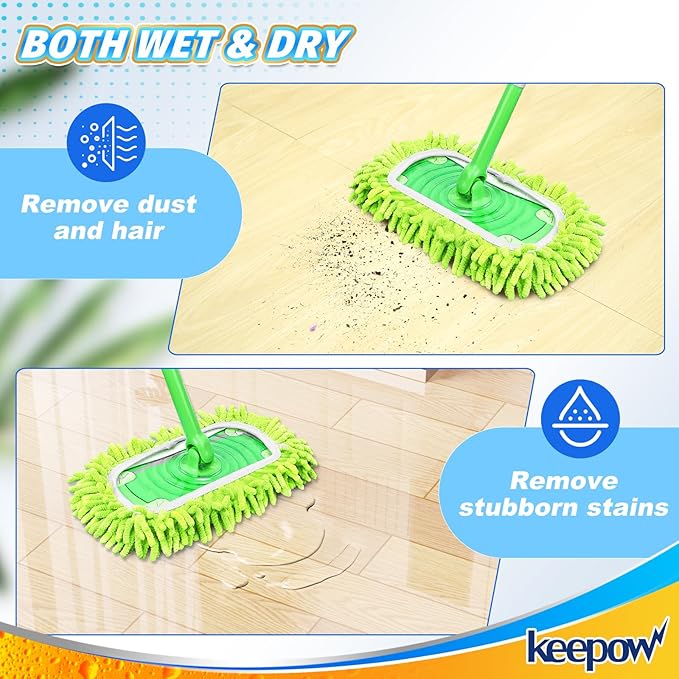KEEPOW Reusable Microfiber Mop Pads Compatible