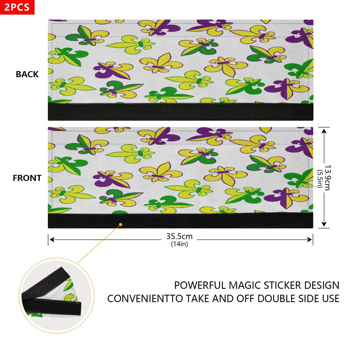 Eionryn Mardi Gras Fleur De Lis Refrigerator Door Handle Covers Carnival Masquerade Kitchen Appliances Gloves for Microwave Dishwasher Fridge Door Cloth Protector 2pcs