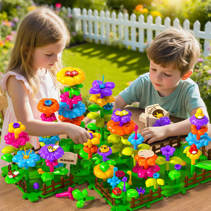 112 Pcs Flower Garden Toy,Toddler Girl Toys 3-4 Years Old Girls Gardening Building Gifts Set Best Educational Learning Fine Diy Crafts Stem Construction Stacking Kit,for 3 4 5 6 7 Year Kids Birthday
