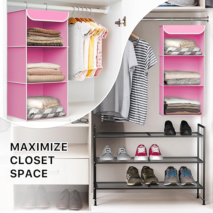 Simple Houseware 3-Shelf Hanging Closet Organizer, Fabric Storage Shelves