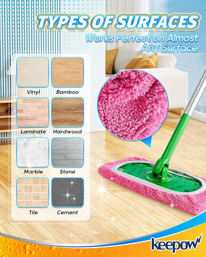 KEEPOW 6 Pack Reusable Mop Pads Compatible