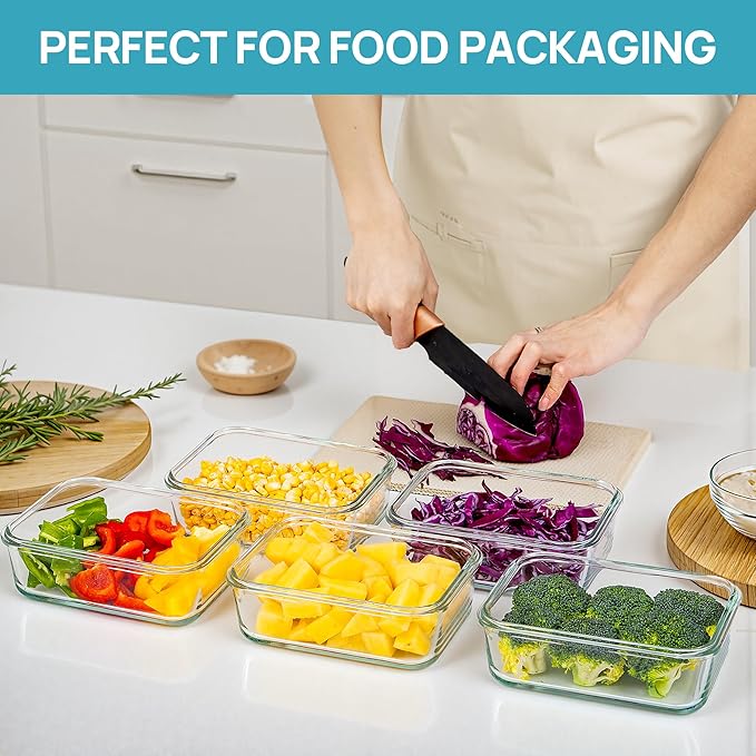 Vtopmart 5Pack 30oz Glass Storage Containers