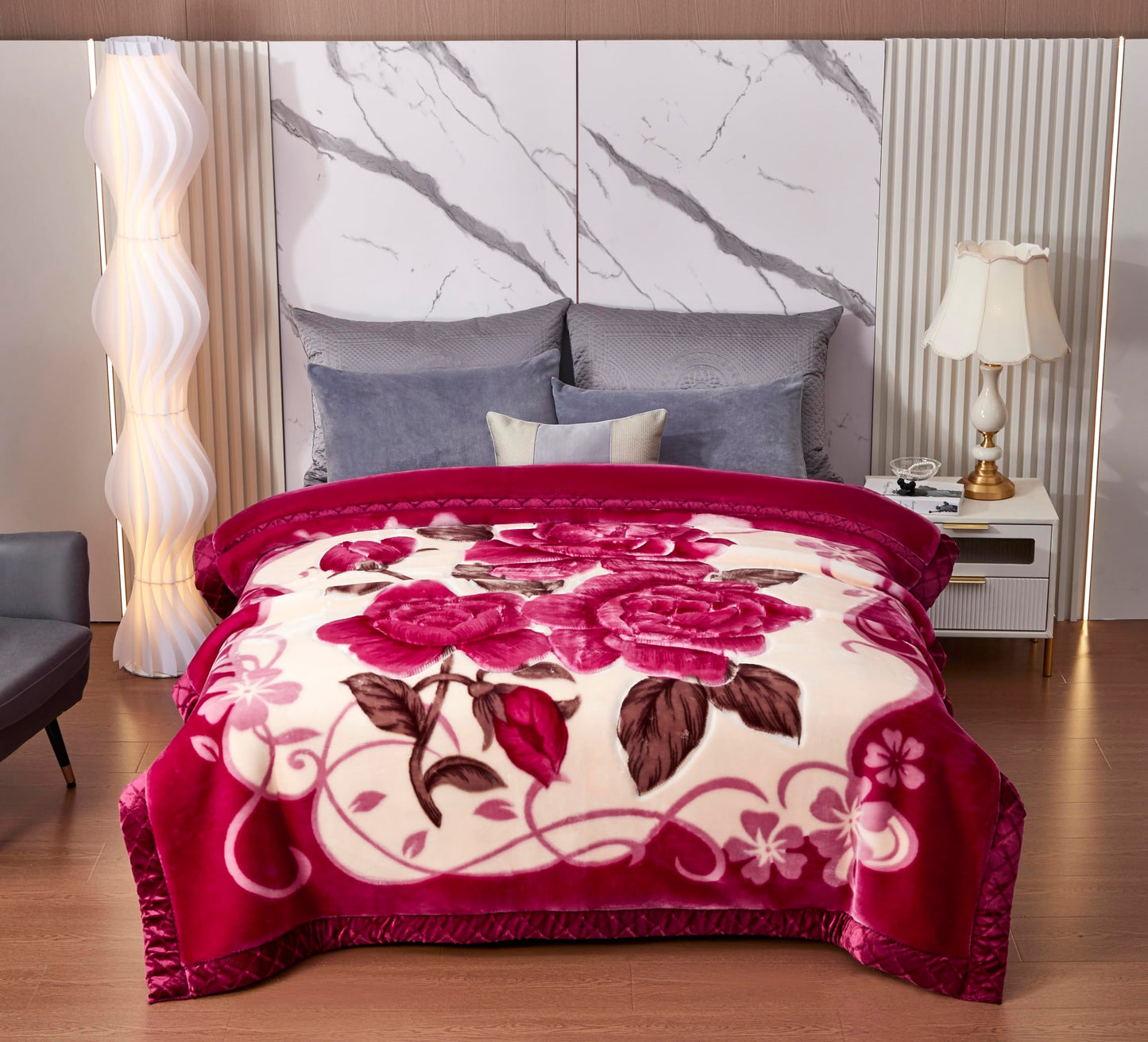 LGYKUMEG Korean Mink Blanket 59"×79" Silky Soft and Warm - 2 Ply Reversible Raschel Bed Blanket for Single Bed（150x200cm2kg）