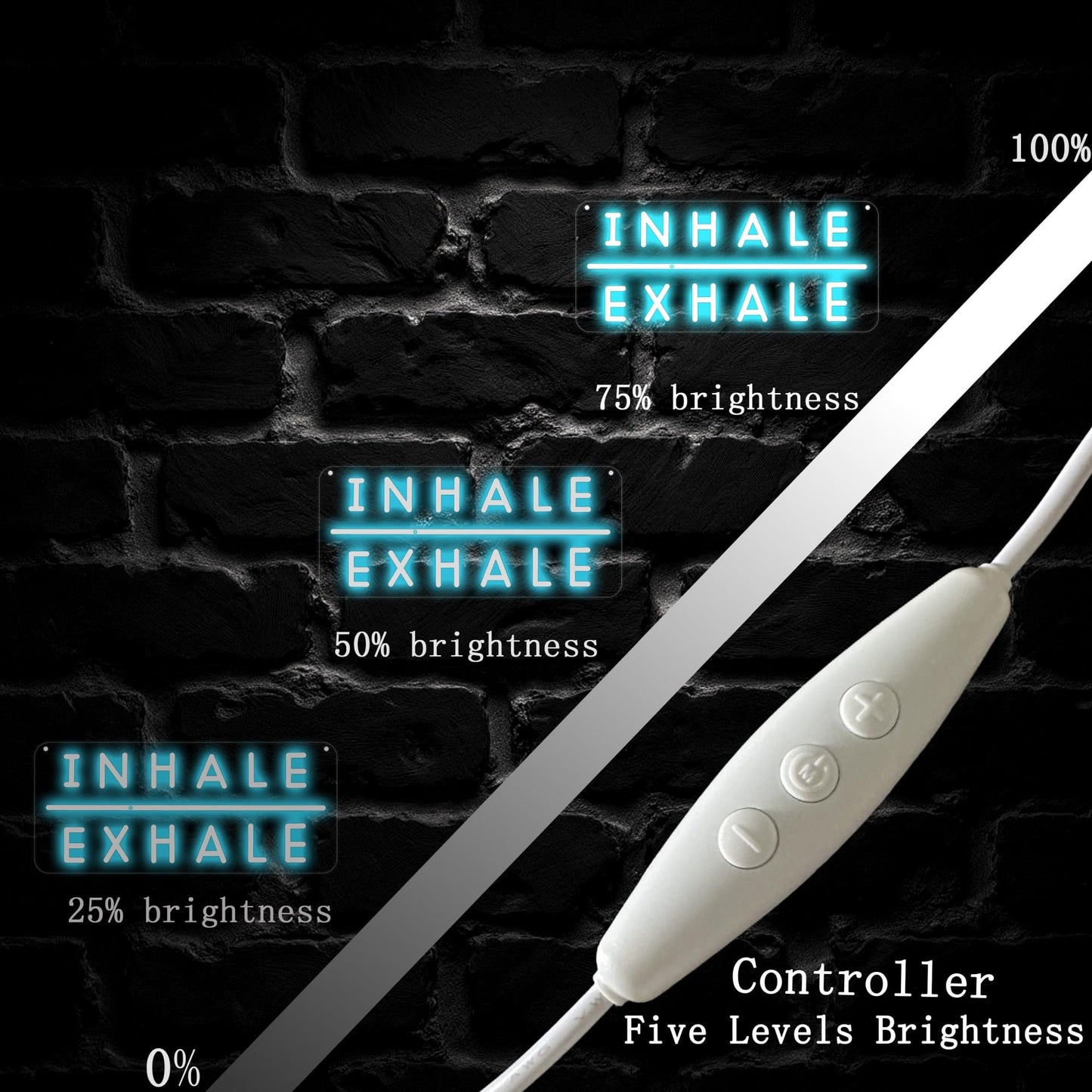 Inhale Exhale LED Neon Sign, USB Dimmable Neon Wall Decor for Yoga Studio, Meditation Room, Bedroom, Gym, Spa, Wellness Space, and Home Studio, Reading Room, Pilates Gift, Aesthetic Neon Sign Wall Quote-Ice Blue/Warm White-16.4" x 7"