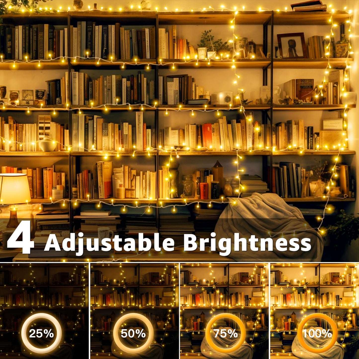 Ollny 20m 200 LED Fairy Lights Mains Powered, Outdoor Waterproof String Light with Remote/Plug/Modes/Timer, Bright Warm White Lighting Outside Indoor Garden Tree Party Wedding Decorations
