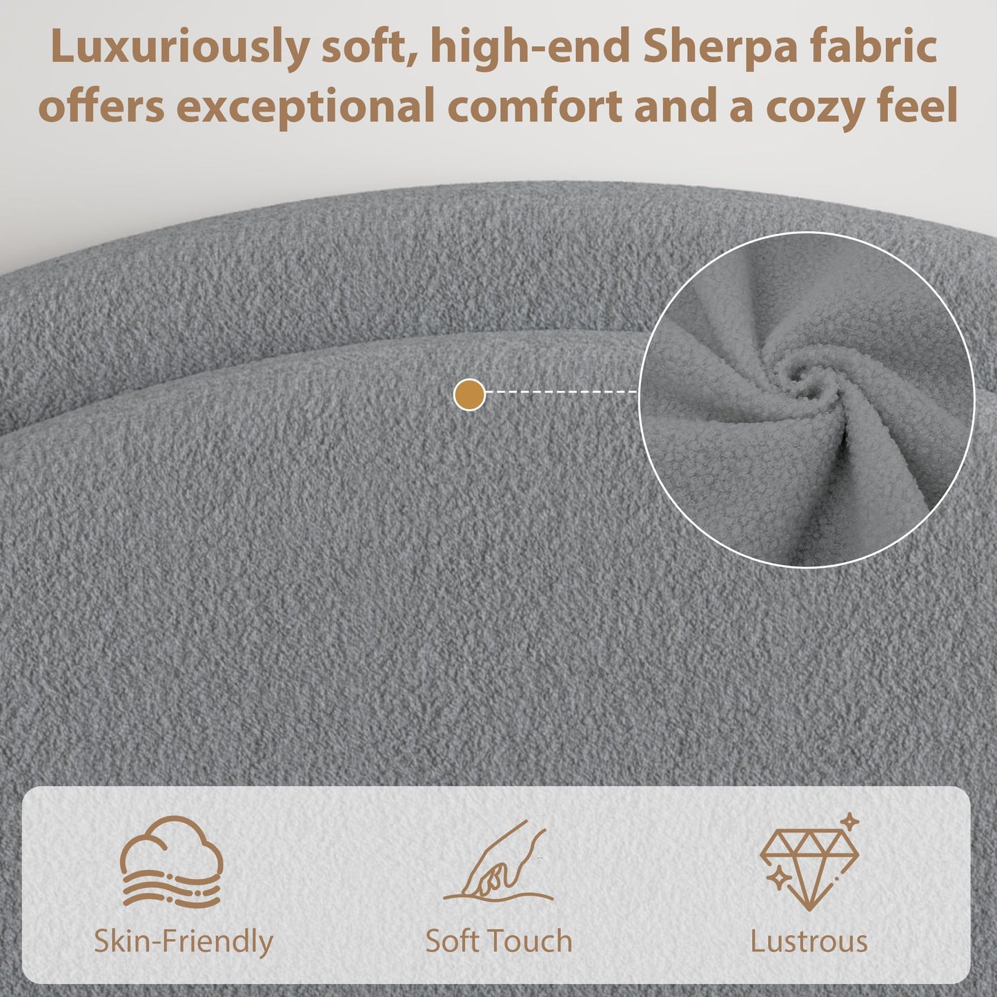 Garvee Full Size Bed Frame with Storage Drawers, Upholstered Boucle Platform Bed with Round Headboard, Heavy Duty & Noise Free, No Box Spring Needed, Grey