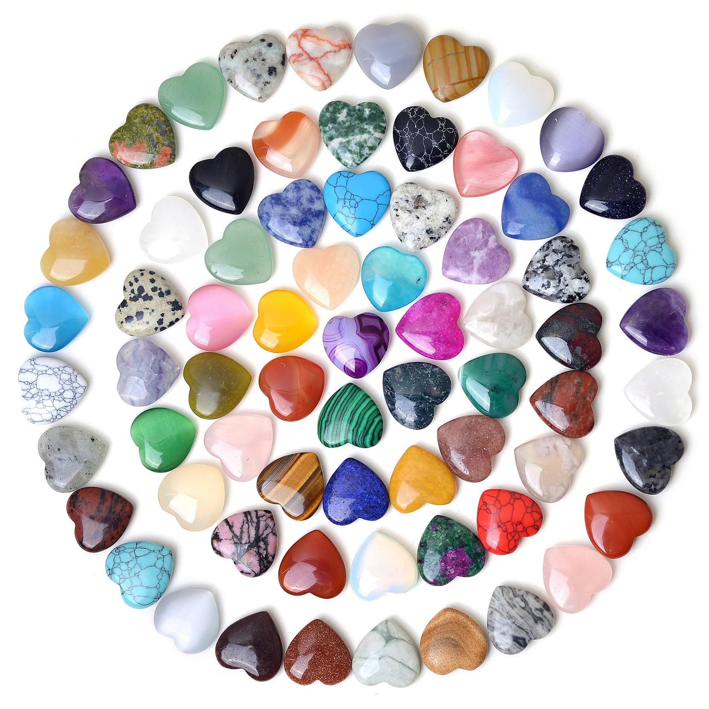 100pcs Heart Crystals and Healing Stones Bulk,Heart Trinkets Healing Crystal Natural Gemstones,Bulk Worry Stones for DIY Meditation Decor Gifts for Women Men,Mother's Day Gifts