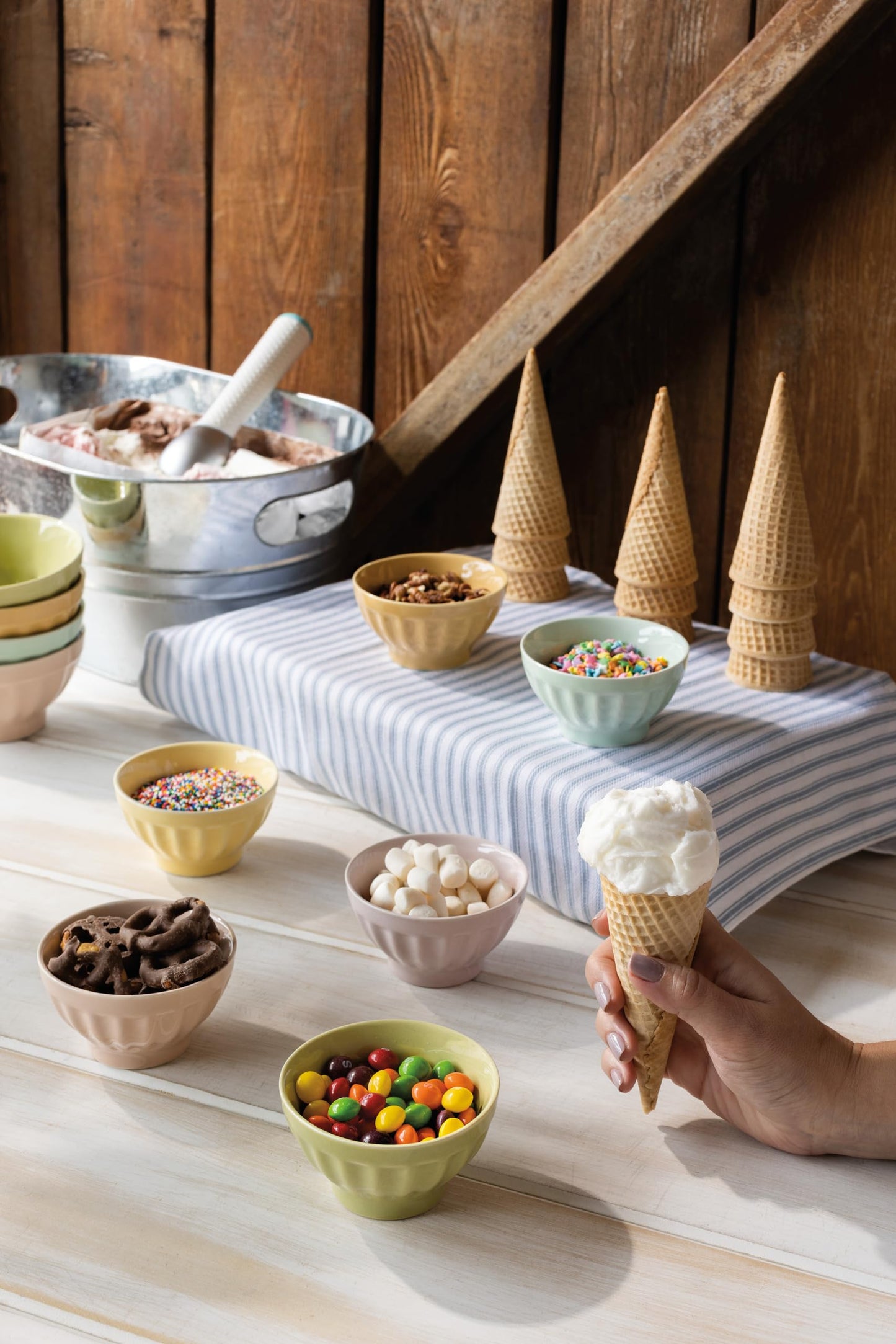 Now Designs Flora Stoneware Sundae Bar Bowls, Set of 6, 4 oz