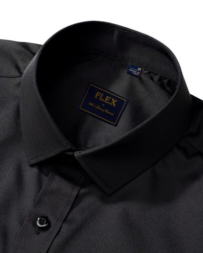 J.VER Men's Dress Shirts Solid Long Sleeve Stretch Wrinkle-Free Formal Shirt Business Casual Button Down Shirts Black Small
