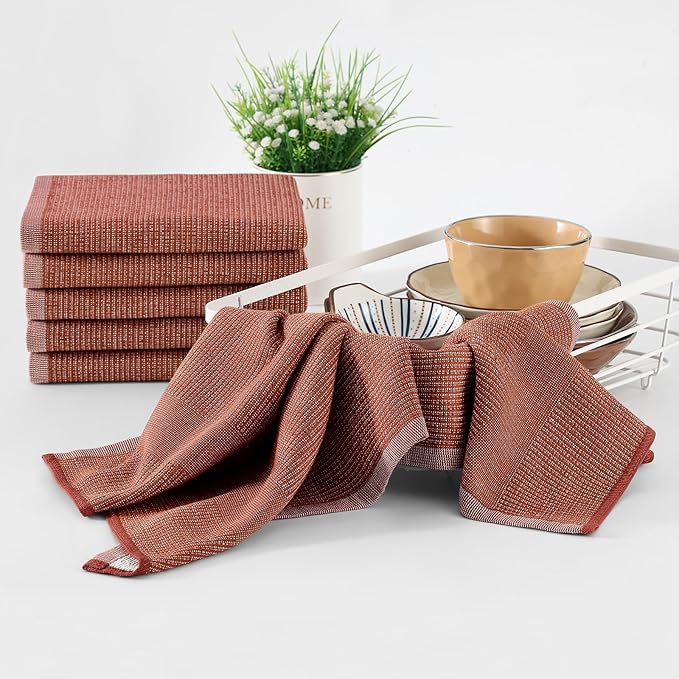 Homaxy Premium Kitchen Towels, Large Cotton Kitchen Hand Towels, Flat and Terry