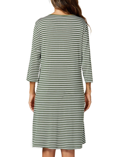 Marvmys Maternity Nightdress For Hospital Breastfeeding Nightwear 3/4 Length Sleeves Nursing Nightgown Button Down Sleep Shirt V Neck Pajama Soft Loungwear For Pregnant Women A-Green M