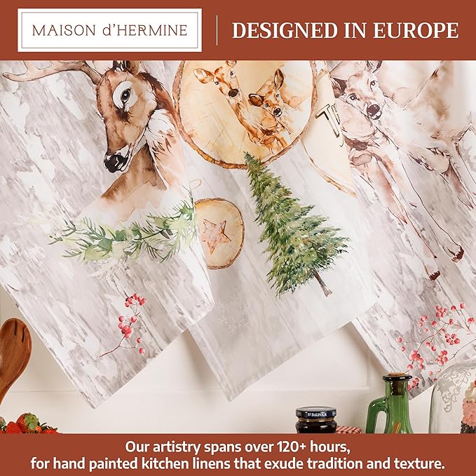 Maison d' Hermine Kitchen Towels Set of 3 100% Cotton 20" x 27.5" Reusable
