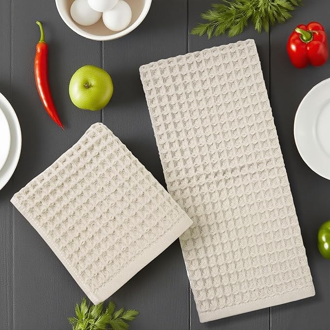Jacquotha Waffle Hand Towels 2-Piece – Cotton, Quick Dry, Lint Free, 13” x 29”