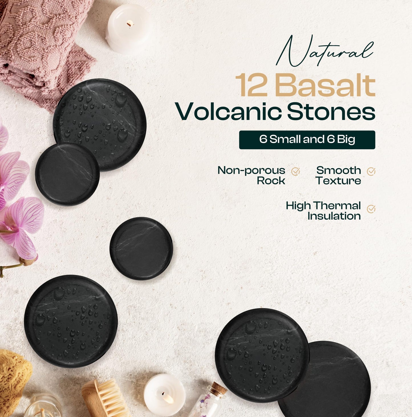 BlissFlow Hot Stones Massage Set with Portable Warmer, 12 Basalt Massage Stones, Hot Rocks Massage Stones, Hot Stone Warmer with Bag and Built-in Digital Control