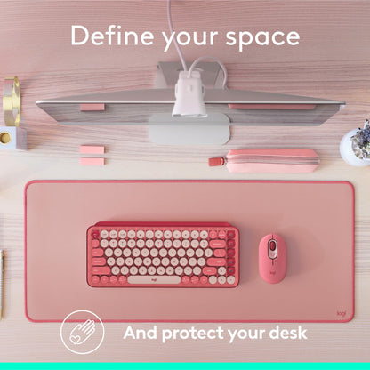 Logitech Desk Mat - Studio Series, Multifunctional Large Desk Pad, Extended Mouse Mat, Office Desk Protector with Anti-slip Base, Spill-resistant Durable Design - Pink