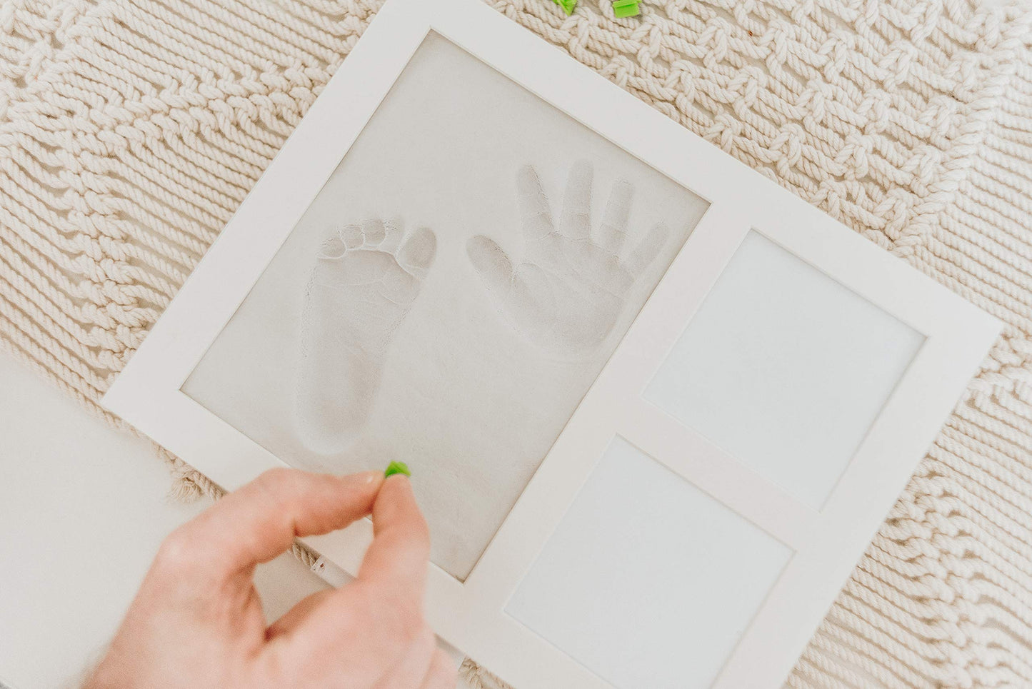 Ultimate Baby Hand & Footprint Kit - Wood Frame, Baby-Safe Clay, & Stencil for Perosnalized Registry, Baby Shower, New Mom, Birthday & Newborn Gift!
