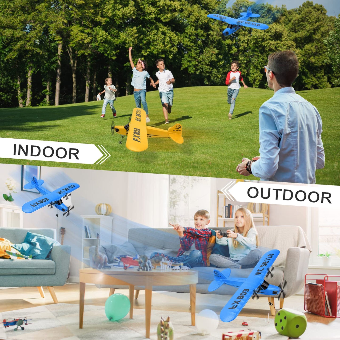 Makerfire RC Airplane FX-803 RTF RC Plane 2.4GHz 2CH Built-in 6-Axis Gyro EPP Remote Control Airplane Glider Easy to Fly for Beginner Adults Kids (Blue)
