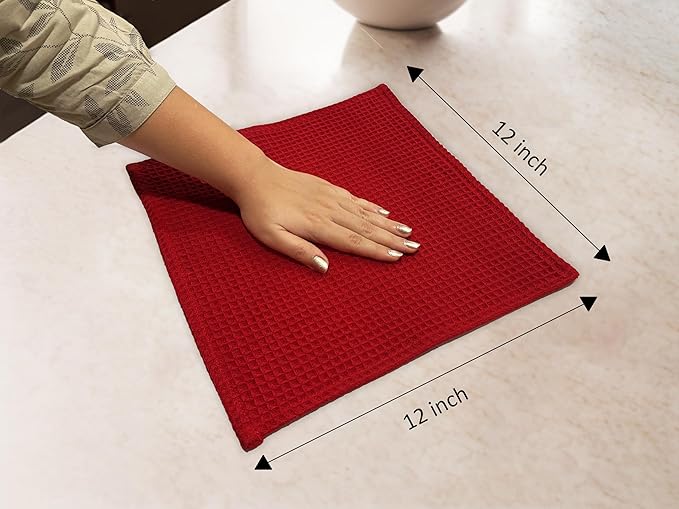 Encasa XO' Waffle Weave Face & Hand Towels – 12"x12", Natural Washcloths Set of