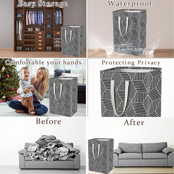 Waterproof Laundry Hamper Collapsible Laundry Basket Leather Handle Laundry Bag