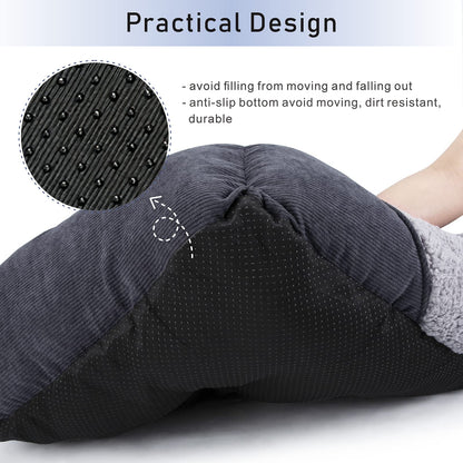 JOEJOY Extra Large Dog Sofa Bed, Waterproof Lamb Fleece PP Cotton XL Dog Bed With Nonskid Bottom, Washable Grey Dog Bed For Large Labrador, German Shepherd, 89x64x23cm
