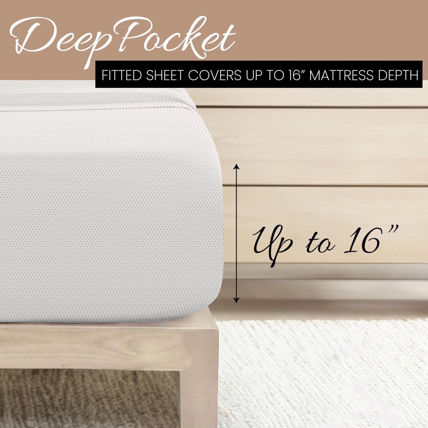 Linen Market Double-Brushed Patterned Microfiber Full Sheet Set 4 Piece – Oeko-TEX Certified Ultra Soft & Wrinkle-Free - 16" Deep Pocket Sheets - Easy Care Full Size - Stippled Light Gray
