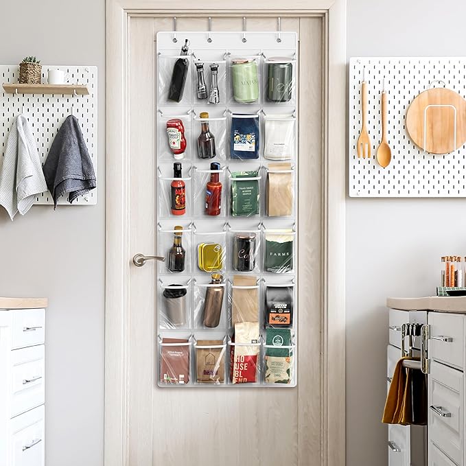 Simple Houseware 24 Pockets Large Clear Pockets Over The Door Hanging Shoe