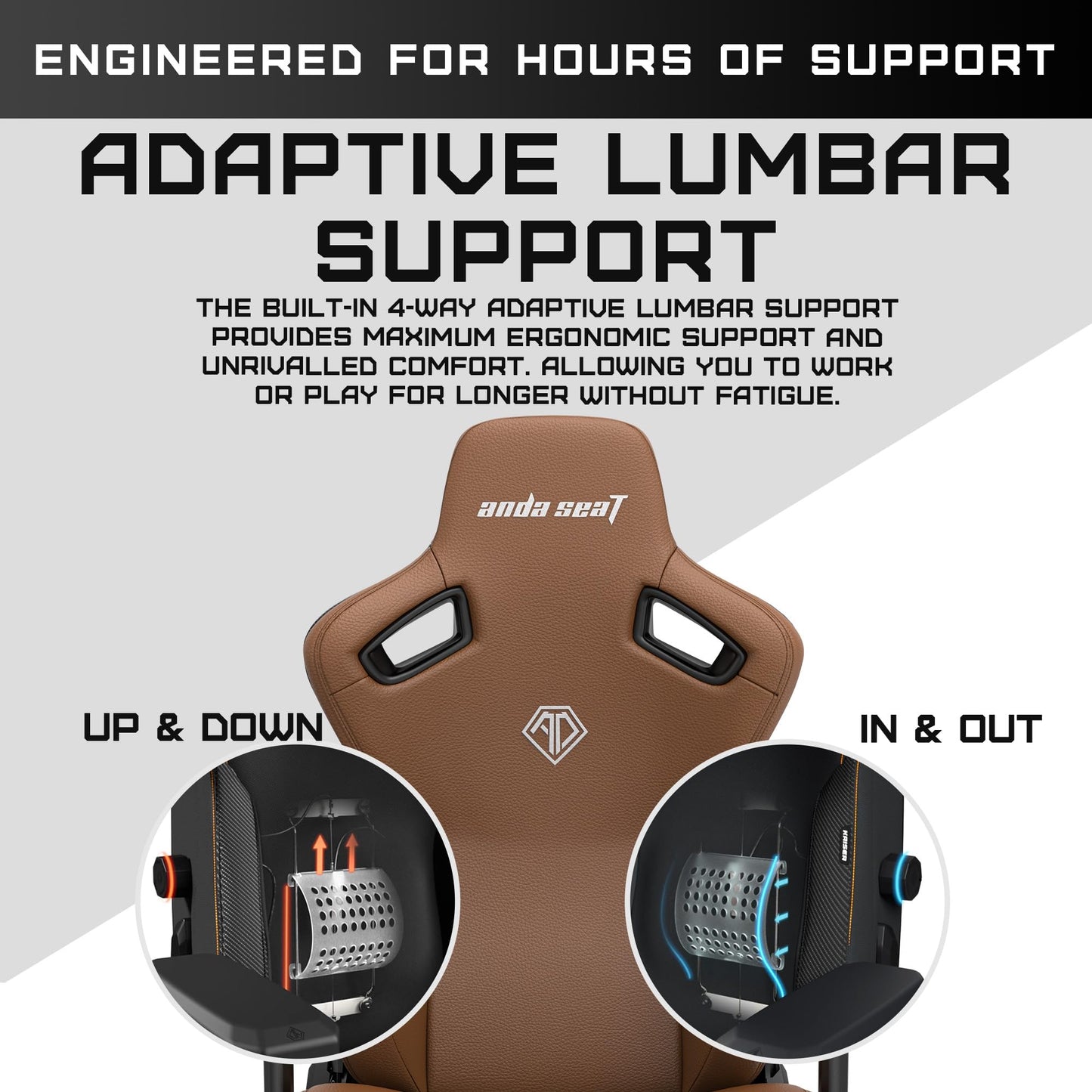 Anda Seat Kaiser 3 XL Gaming Chairs for Adults - Ergonomic Brown PVC Leather Gaming Chair with Lumbar Support, Comfortable Office Seat with Neck Support - Heavy Duty Wide Gamer Seat