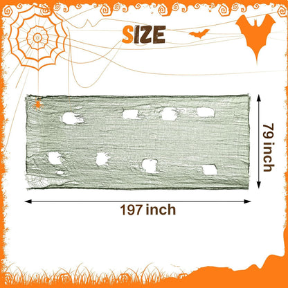 Halloween Green Creepy Cloth 79 X 197 Inch Green Spooky Scary Gauze Spooky Fabric Cloth for Haunted House Halloween Party Doorways Outdoors Decoration