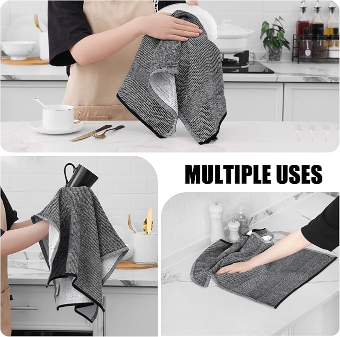 Homaxy Premium Kitchen Towels, Large Cotton Kitchen Hand Towels, Flat and Terry