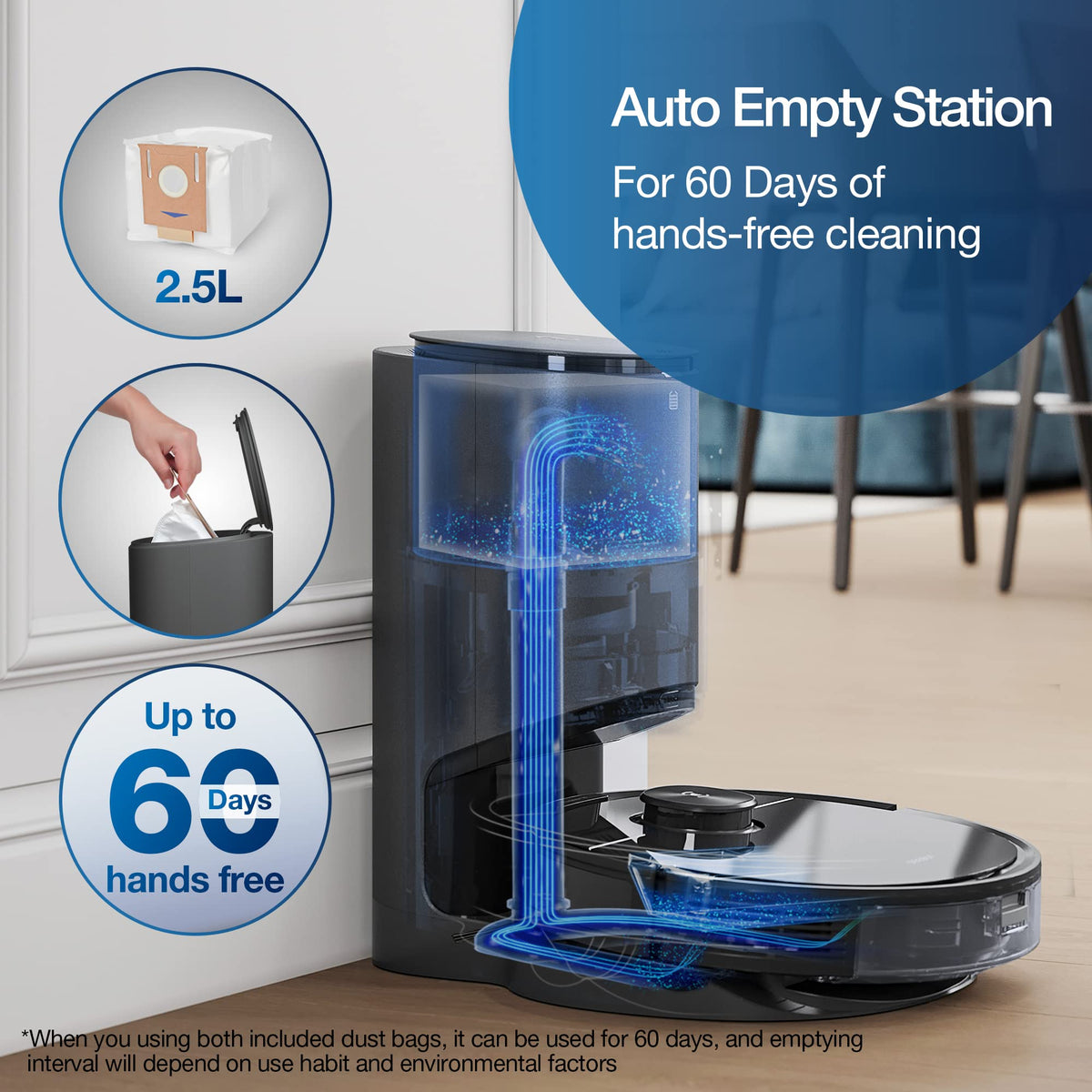 ECOVACS Deebot N8 Pro+ Robot Vacuum and Mop Cleaner - up to 60-Day Self Cleaning, Laser Navigation, Obstacle Avoidance, Multi-Floor Mapping, 2600Pa Suction, Alexa Compatible,Black