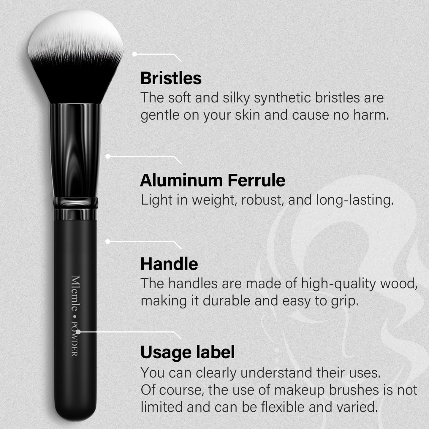 Makeup Brushes Set, Mlemle Professional 26 Pcs Makeup Kit, Include Powder Foundation Concealers Blush Eye shadows 21 Pcs Makeup Brushes and 2 Powder Puff, 3 Makeup Sponge(A01-Black)