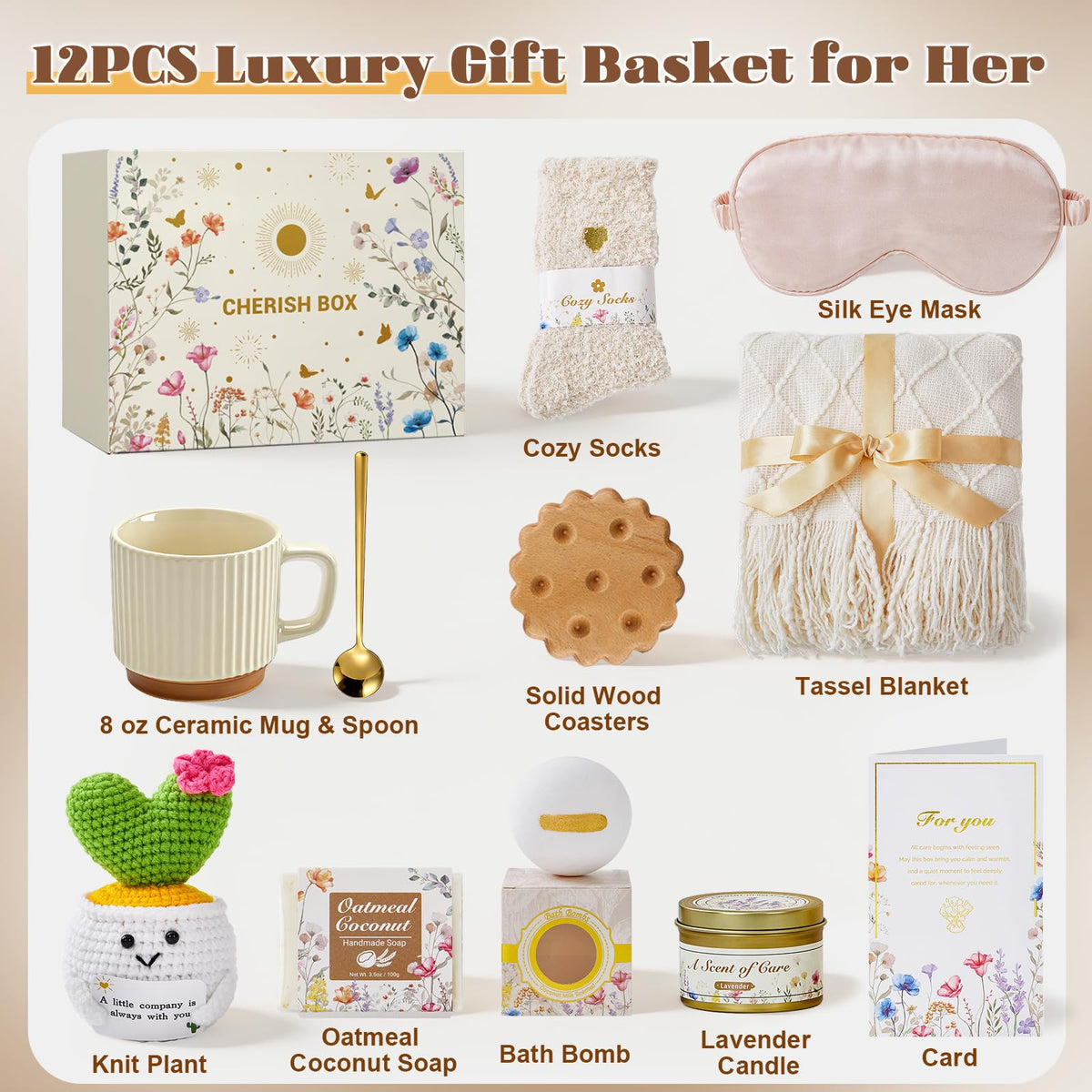 Boruiantoo Get Well Gifts for Women, Birthday Gifts for Women Get Well Soon Gift Baskets Self Care Package, Thinking of You Care Package Unique Sympathy Gifts for Mom Sister Girlfriend Her