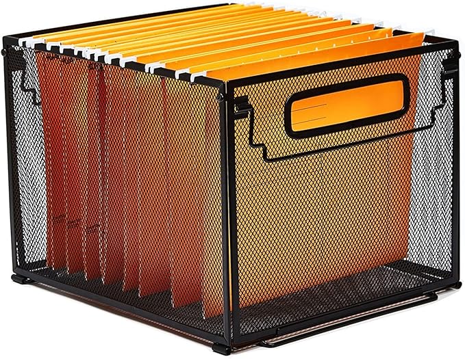 SETTFRFE Letter Size Metal Mesh Hanging File Folder Organizer Crate Basket