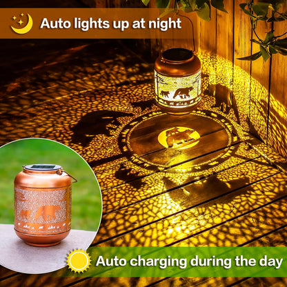 Mothers Day Gifts for Mom Bear Solar Lanterns Outdoor Waterproof,Hanging Solar Lights Bear Gifts for Women Men Metal LED Decorative Light for Yard,Patio,Lawn,Tabletop,Pathway,Landscape,Garden Decor