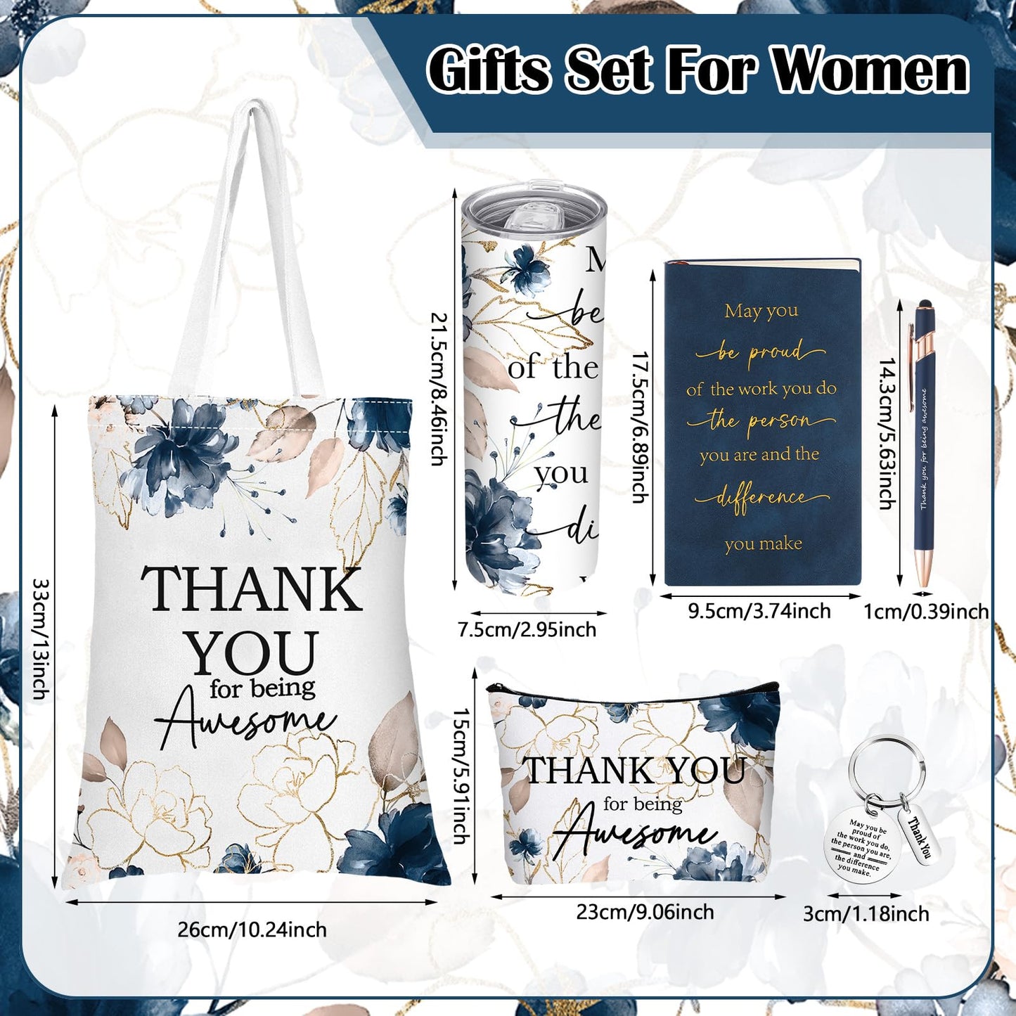 Wiwiqing 6 Pcs Christmas Appreciation Gift Set for Coworker Female Women Thank You May You Be Proud Ink Flower Gifts for Employee Staff Teacher Volunteer Administrative Professional(Classic Style)