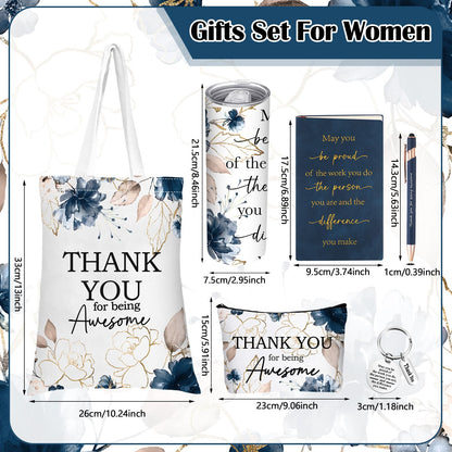 Wiwiqing 6 Pcs Employee Appreciation Gifts for Women, Thank You Gift Set for Coworker, Staff, Teacher, Nurse, Team Recognition Gifts for Work Anniversary, Farewell, Promotion(Classic Style)
