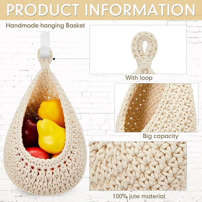 Honeydak Boho Decor Hanging Wall Baskets